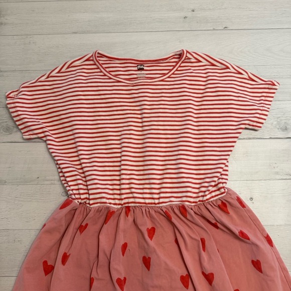 Tea collection girls striped pink heart dress size 10 - Picture 4 of 9